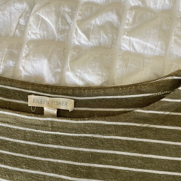 Eileen Fisher Olive Striped Long Sleeve Top - Picture 4 of 8